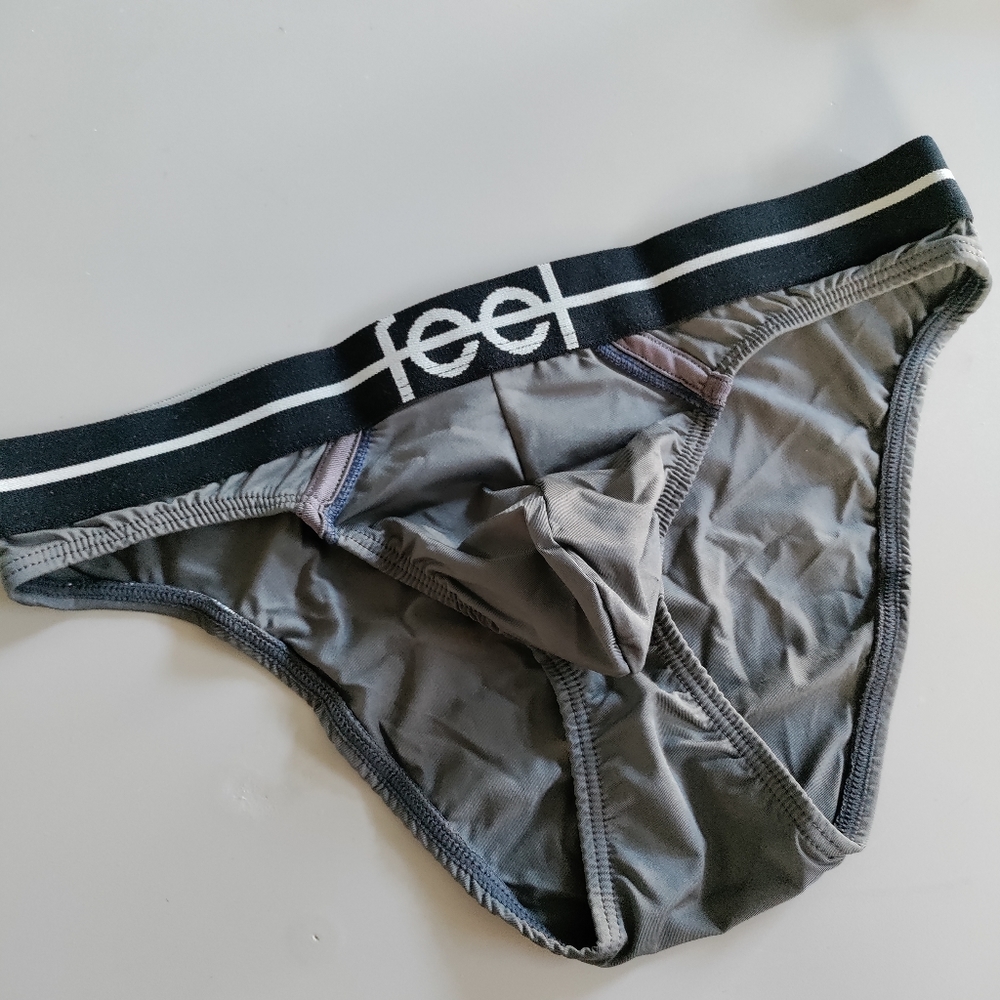 feel underwear Medium high cut boy bikini gray black blue 30-32 NWT - Picture 2 of 15